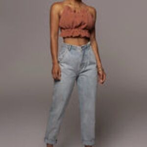 JLUXLABEL Rust Knit Crop Top